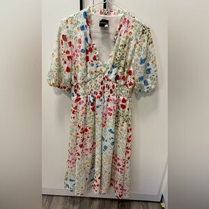 Puff Sleeve Floral Midi Dress